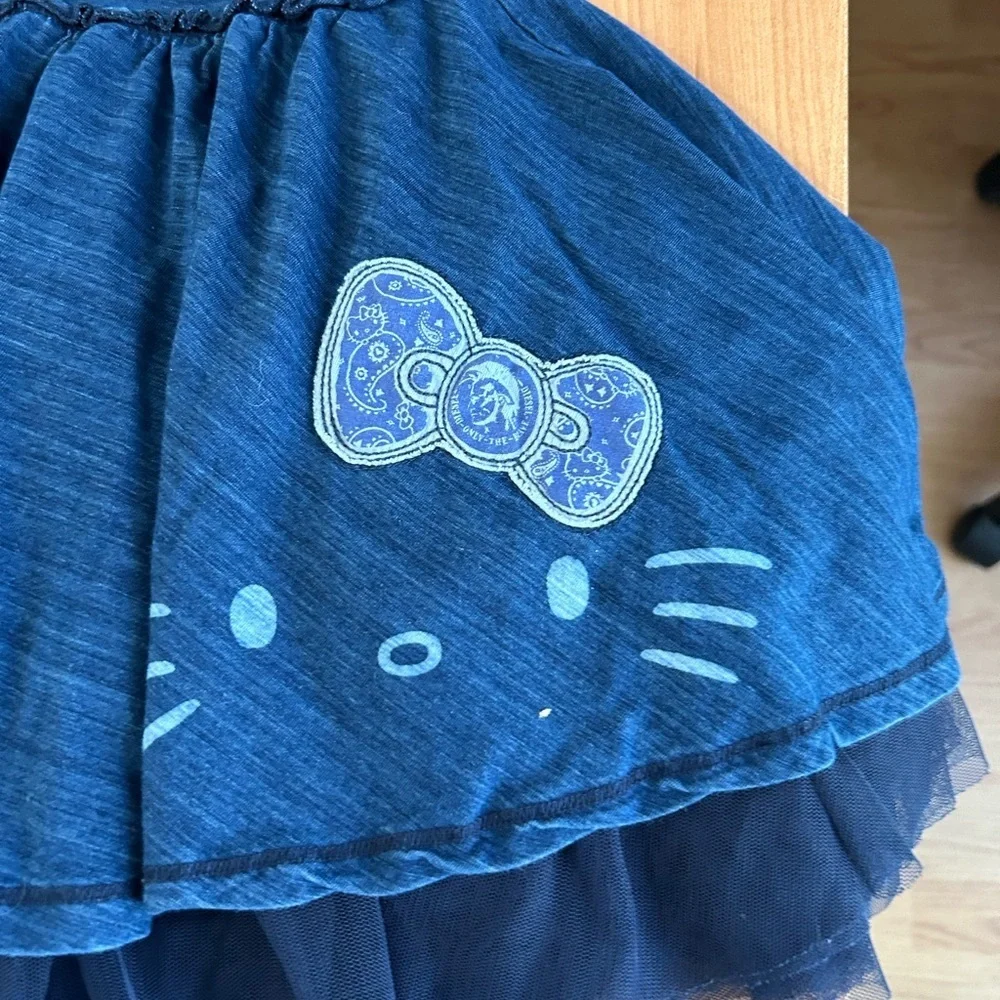 Diesel industrial Hello Kitty girls size 7 blue jean puff dress